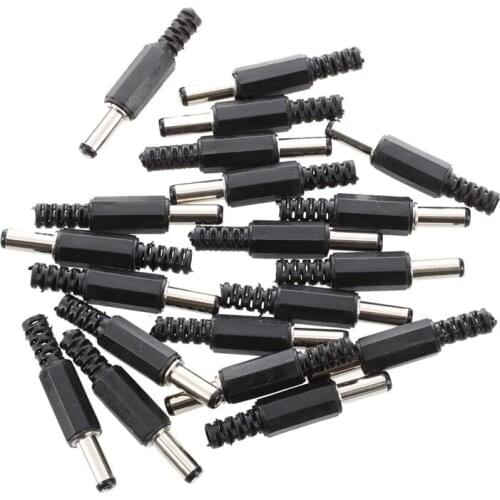 Hot 20 Pcs Black 2.5mm x 5.5mm DC Power Male Plug Jack Adapter