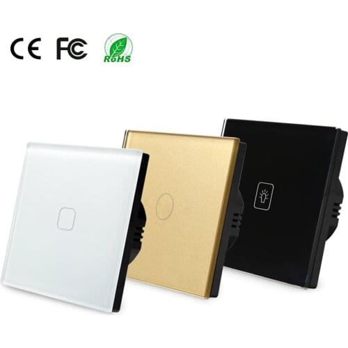 2018 latest fashionable pretty shape EU 1 gang 2 way touch switch wall light switch with back light indicator single live line