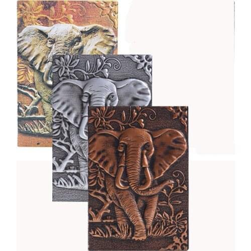 24 PCS Elephant Journal Embossed Daily Notepad Leather Writing Notebook Anaglyph Retro Sketchbook A5 Lined Bronze Wholesale K1