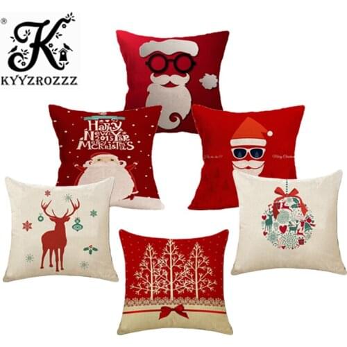 45x45cm Halloween Christmas Cushion Cover Throw Pillows Case Cotton Linen Tree New Year Decorative Pillows For Sofa funda cojin