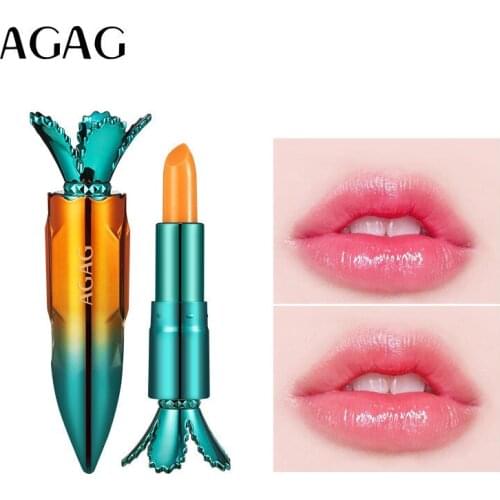 AGAG Magical Carrot Cherry Lip Balm Temperature Color Changing Moisturizer Nutritious Beauty Lipcare Makeup Base Girls Lipstick