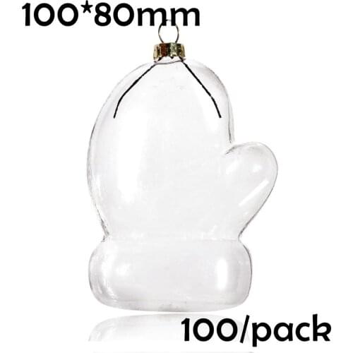Free Shipping DIY Paintable Christmas Xmas Decoration Ornament/Ball 100mm Glass Glove, 100/Pack