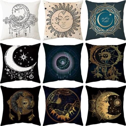 Bohemian Sun Moon Meditation Divination Pillowcase Pillowcase Cushion Cover Cushion Cover Home Decoration