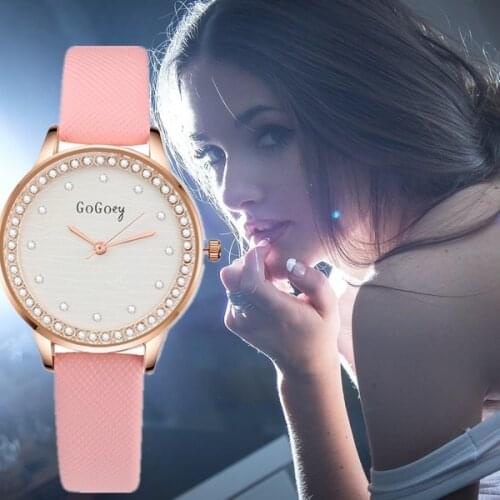 Gogoey Brand Fashion Wrist Watch Women Watches Luxury Diamond Womens Watches Leather Ladies Watch Clock Saat Bayan Kol Saati