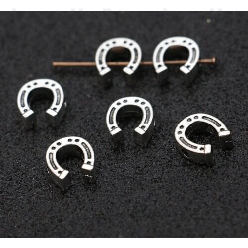 40pcs Antique Silver Plated Horseshoe Spacer Beads for Jewelry Making Bracelet Accessories DIY Handmade Findings 10x9mm