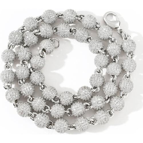 8MM Cubic Zirconia Ball Chains Bling Iced Out Round AAA+ CZ Stones Necklaces For Men Women Chokers Hip Hop Jewelry Charm Gift