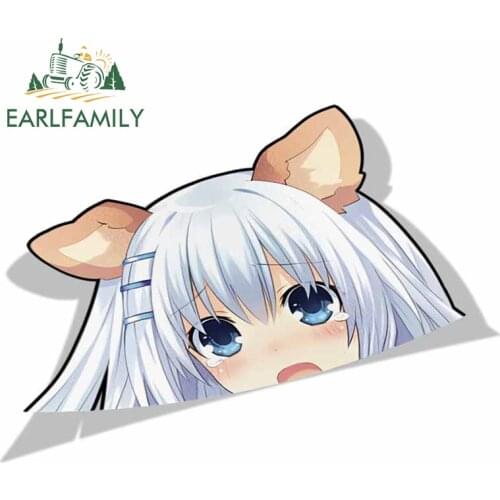 EARLFAMILY 13cm x 9.4cm for Origami Tobiichi Date A Live Peek Anime Big Head Vinyl Cartoon Car Sticker JDM Window Trunk Decal