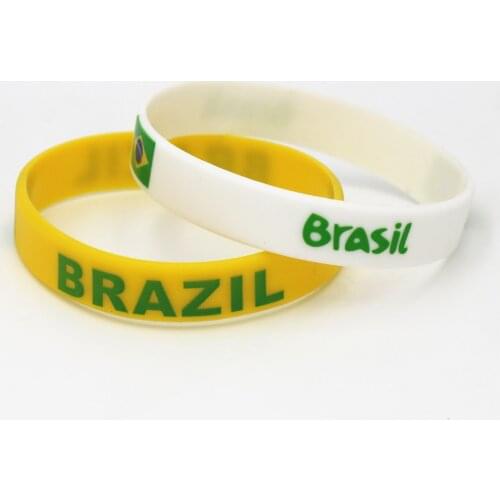 1PC Brazil Flag Silicone Wristband Football Soccer Team Fans Sport Elastic Rubber Bracelet Bangles 2018 Armband SH230