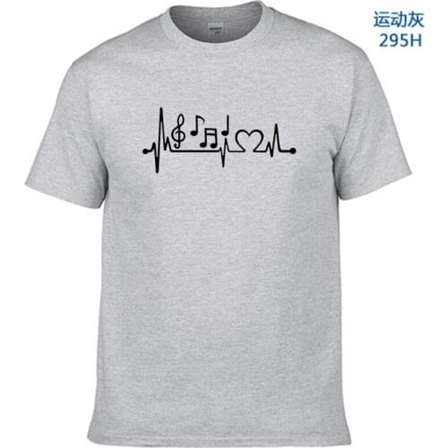100% cotton funny music heartbeat print men tshirt casual short sleeve men t shirt o-neck summer t-shirt male t shirts
