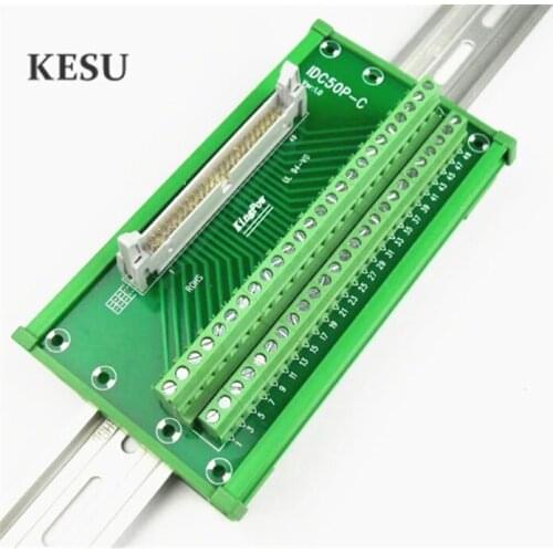 IDC50Pin IDC-50 Pin Male Connector to 50-P Terminal Block Breakout Board Adapter PLC Relay Terminals DIN Rail Mounting--1pcs/lot