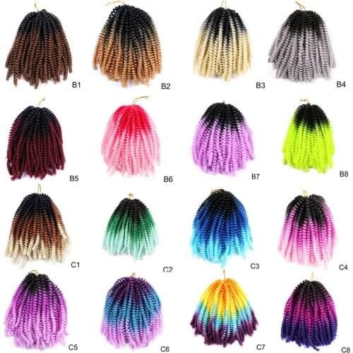 Short Ombre Spring Twist Hair Synthetic Fiber Fluffy Bomb Nubian Twist Hair Black Brown Purple Crochet Braids Hair Style