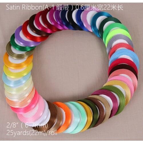25 yards 22m Long 6mm Silk Satin Ribbon Party Home Wedding Decoration Gift Wrapping Christmas New Year DIY Crafts Material