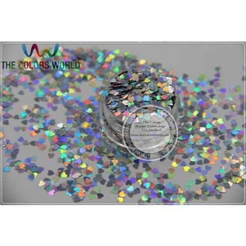 LM-0 Size 3 mm laser holographic silver color Glitter paillette Heart shape spangles for Nail Art and DIY supplies1pack=50g