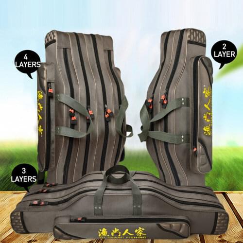 Multifunction Portable Fishing Bag Canvas 80/90/100/120/125CM Fishing Rod 3 Layer 4 Layer Travel Bags Pesca XA73G
