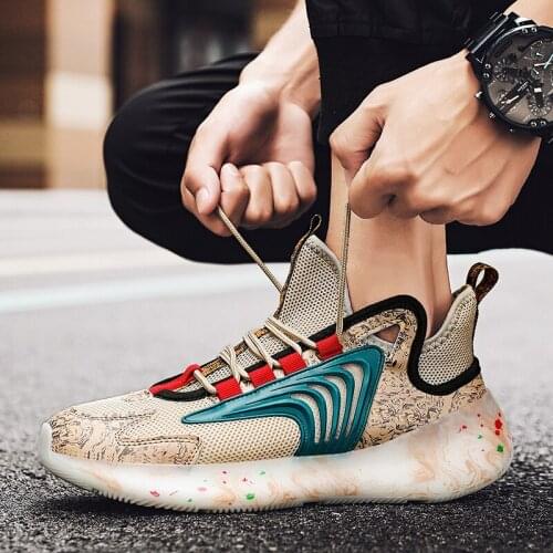 Fashion Classic Men chunky Sneakers Breathable Running Shoes for Men Graffiti Sport Shoes Outdoor Cushion Walking Jogging Shoes