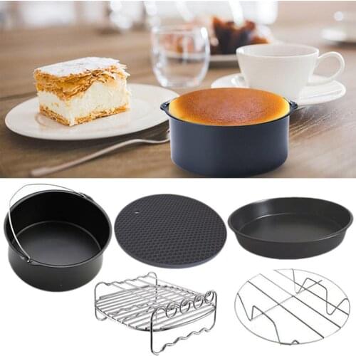 Kapmore Air Fryer Accessories Set Stainless Steel Heat-Resistant Steaming Rack Baking Pan DIY Baking Tools For Home