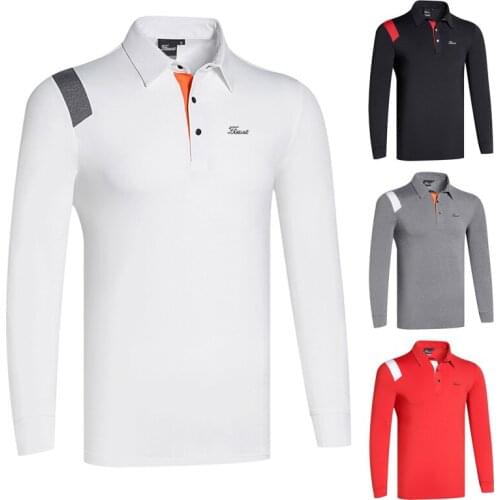New golf clothing mens autumn and winter young and middle-aged mens long sleeved T-shirt outdoor sports casual polo shirt