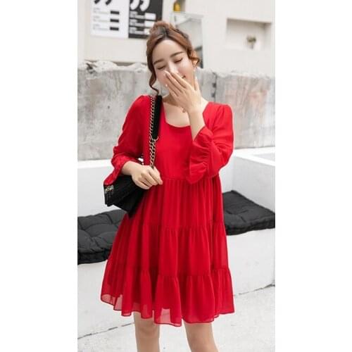 Fashion influx new chiffon dress large size maternity dress loose tops summer pregnancy wear breastfeeding skirt thin