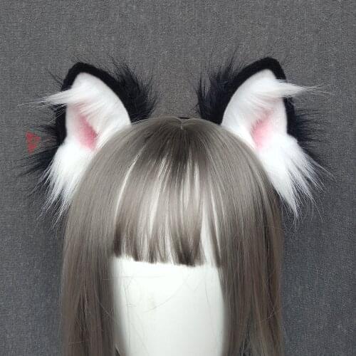 New White Black Cat Ears Hair Hoop Headwear Headband Hand Made Work For KC Cosplay Party Game Costume Accessories Custom Made
