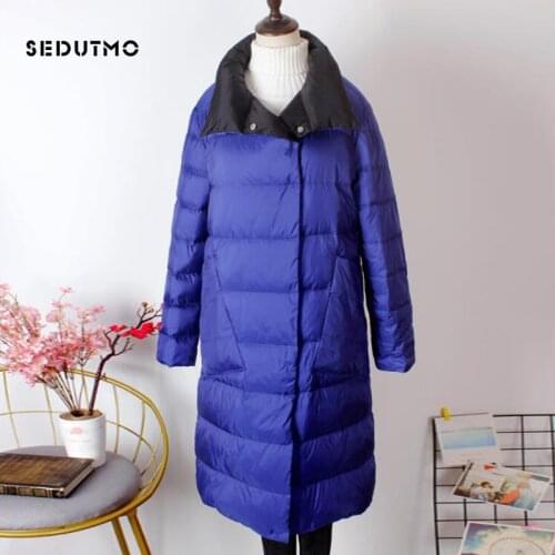 SEDUTMO Winter Plus Size 5XL Down Jackets Women Ultra Light Long Coat Thin Double Sided Spring Slim Pocket Puffer Jacket ED1033