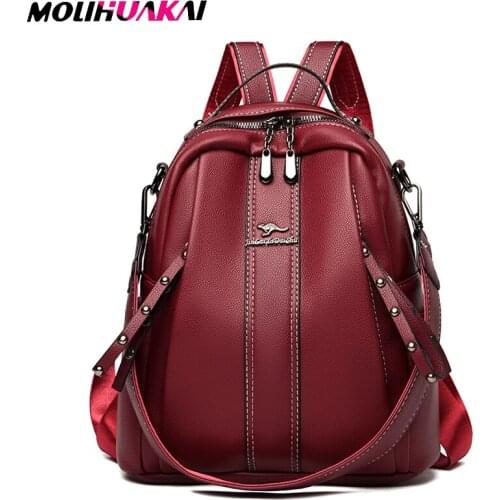 Large Capacity Pu Leather Backpacks for School Teenagers Girls Multifunction Ladies Shoulder Bag Casual Luxury Designer Bookpack