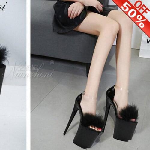 Open Toed Platform Sandals 20CM High Bottom Cover Stripper Heel Ultra Waterproof 8 Inch Club Womens Pole Dance Shoes Fashion