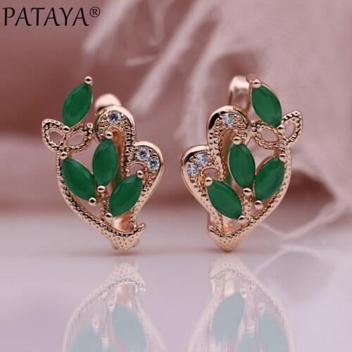11.11 PATAYA New Green Horse Eye Dangle Earrings 585 Rose Gold Natural Zircon Party Earrings Women Special Price Fashion Jewelry