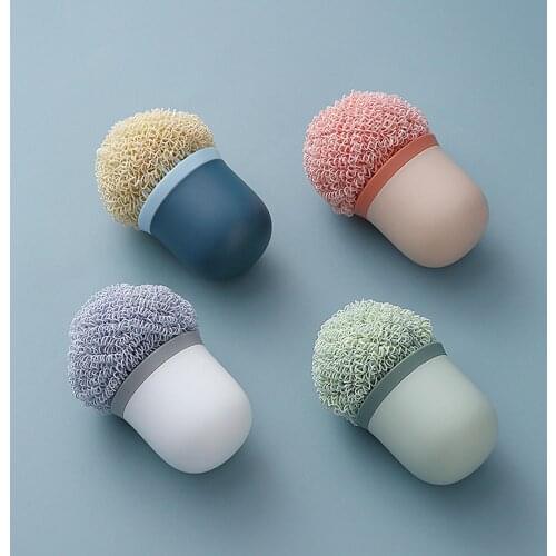 Household Pot Dish Bowl Decontamination Kitchen Cleaning Brush Ball with Handle