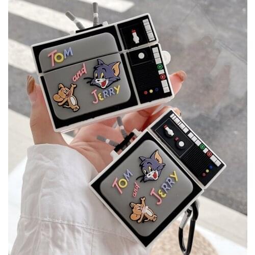 Animal TV Set Silicone Case for Airpods 1 2 Cartoon Cute Gray Case for Apple Airpods Pro Wireless Earphone Cover Chaging Box