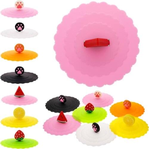 Anti-dust Fruit Lace Silicone Cap Dustproof Coffee Cup Cap Thermal Insulation Splicing Free Cap Kitchen Cup Pot Sealed Cup Lids