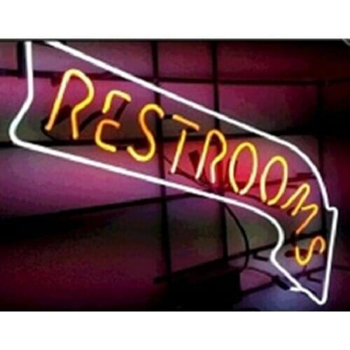 19“x15" Rest Rooms Arrow Toilets Men Women Neon Light Lamp Sign Handmade Glass Decorate Home Room Windows Display Artwork Tube