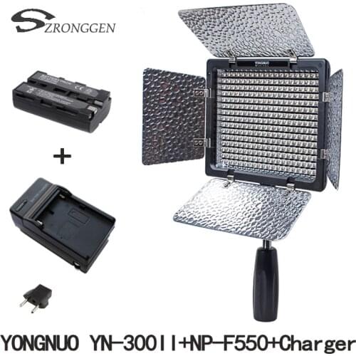 YONGNUO YN-300 II YN 300 YN300 LED Video Light + NP-F550 + Charger + Plug