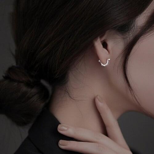 Screw Triangle Delicate Bling Cubic Zirconia 925 Sterling Silver Stud Earrings For Women Aesthetic Edgy Korean Jewelry Gifts