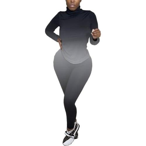 S-XXL Womens 2 Piece Outfits Long Sleeve High Collar Spring and Autumn Casual Print Shorts Pant Set