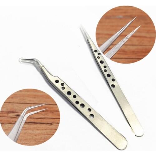1PC Electronics Industrial Tweezers Anti-static Curved Straight Tip Precision Stainless Forceps Phone Repair Hand Tools Sets