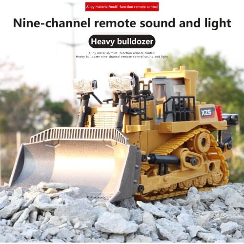 2021 Crawler Remote Control Bulldozer Simulation sound effect Alloy Forklift Shovel Engineering Park Heavy Excavator Boy RC Toy