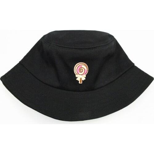 2021 Lollipop Embroidery Cotton Bucket Hat Fisherman Hat Outdoor Travel Hat Sun Cap Hats for Men and Women 186