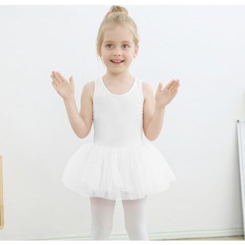 White Ballet Dancewear Cotton Kids Dance Class Costume Tutu Skirt Ballerina Clothing for Toddler
