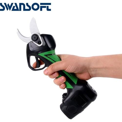 SWANSOFT Cordless Pruner Lithium-ion Pruning Shear Fruit Tree Bonsai Pruning Electric Tree Branches Cutter Landscaping Tool