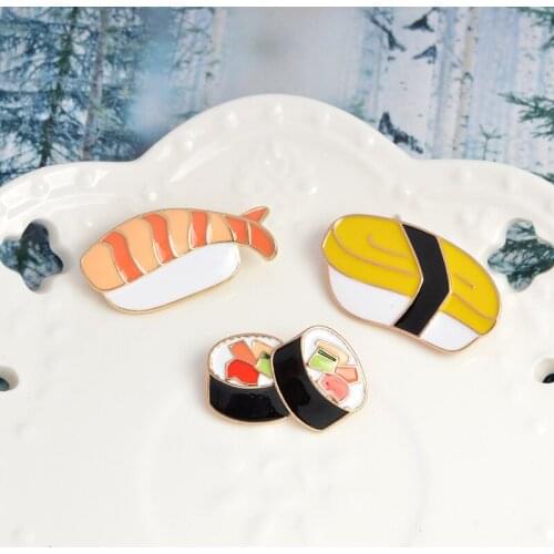 Carttoon Sushi brooch Metal Enamel Pins for women Denim Jacket Backpack Collar Lapel Pin Badge Fashion Japanese style Jewelry