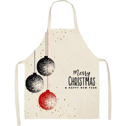 New Christmas Deer Gift Pattern Cleaning Aprons Home Cooking Kitchen Apron Cook Wear Pinafore Cotton Linen Adult Bibs Women Kid