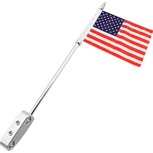Chrome Luggage Rack Mount Flag Pole w/ USA flag Rear Side Mount For Harley Electra Glide Special FLHX Street Glide Road Glide