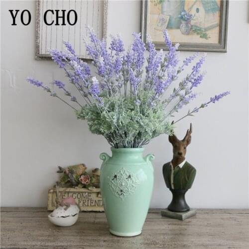 YO CHO Artificial Flower 3 Forks Fake Lavender DIY Flower Arrangement Home Party Decor Mini Bouquet Wedding Planner Supplies