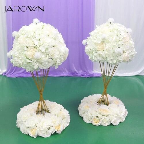JAROWN Customize Artificial Rose Hydrangea Flower Ball Wedding Table Centerpiece Decor Wreath Stand Set Home Party Decoration