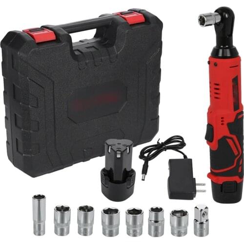 3/8'' Electric Cordless Ratchet Wrench Right Angle Set w/ Batteries + Socket Power Tools