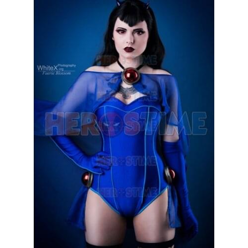 Bombshell Raven Cosplay Costume Outfit Blue Spandex Girl Rachel Roth Halloween Bodysuit Girl Women Lady Catsuit