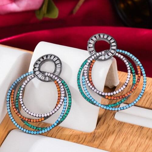 Trendy Romantic BOHO Round Pendant Earrings for Women Bridal Wedding Party Jewelry Bohemia Style Top Quality Accessories