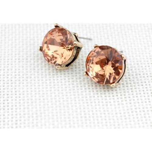 ZWPON Fashion Glass Crystak Studs Earrings Facet Shinning Crystal Studs Earrings Gold Base Piercing Earrings for Woman Jewelry