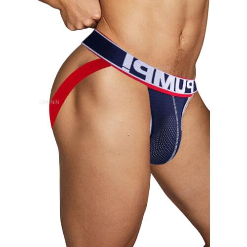 Free Shipping LOGO cotton Breathable Gay Men Sexy Underwear Thong Men Jockstrap Men Lingerie Mens Thongs And G strings