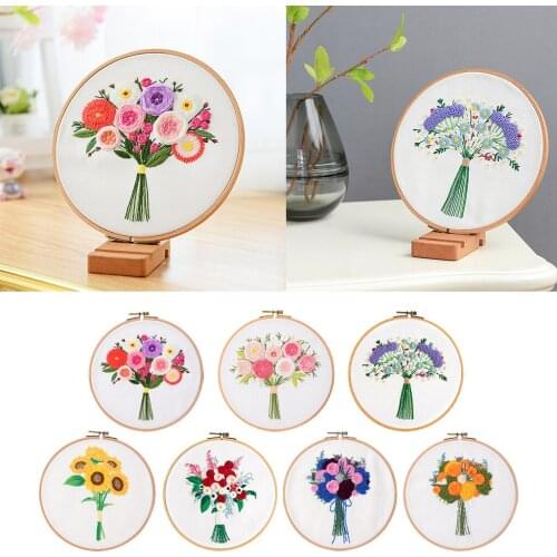 Flowers Printed Cross Stitch Kit Cross-Stitching Pattern Needlework for Womens